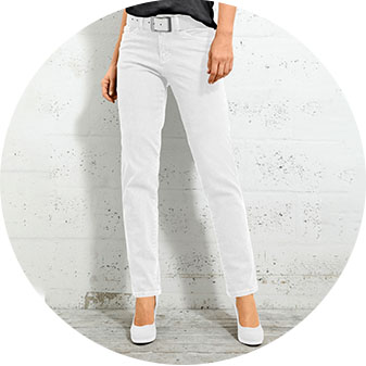 Women wearing the white jeans.