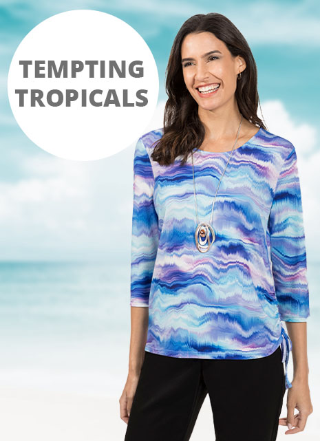 Women wearing tropical styles.